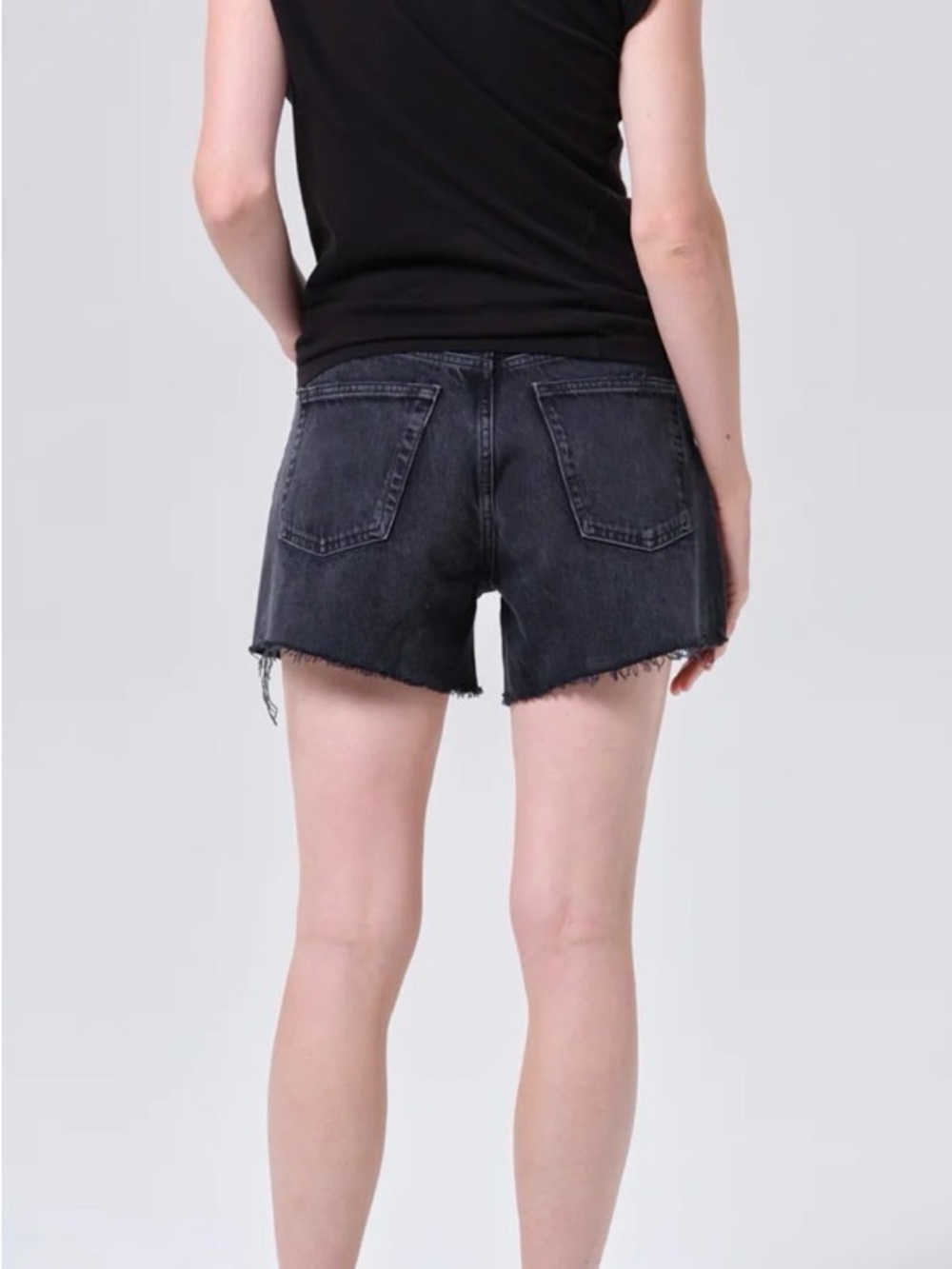 Agolde Parker Long Black Shorts - Picture 2 of 7